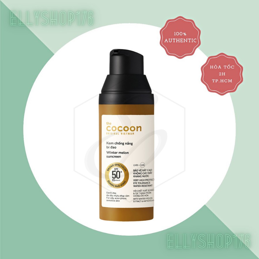 Kem Chống Nắng Cocoon Bí Đao Quang Phổ Rộng Winter Melon Suncreen SPF 50 + PA ++++ 50ml